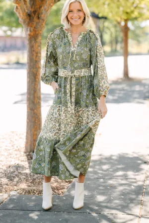 All I Can See Green Floral Maxi Dress