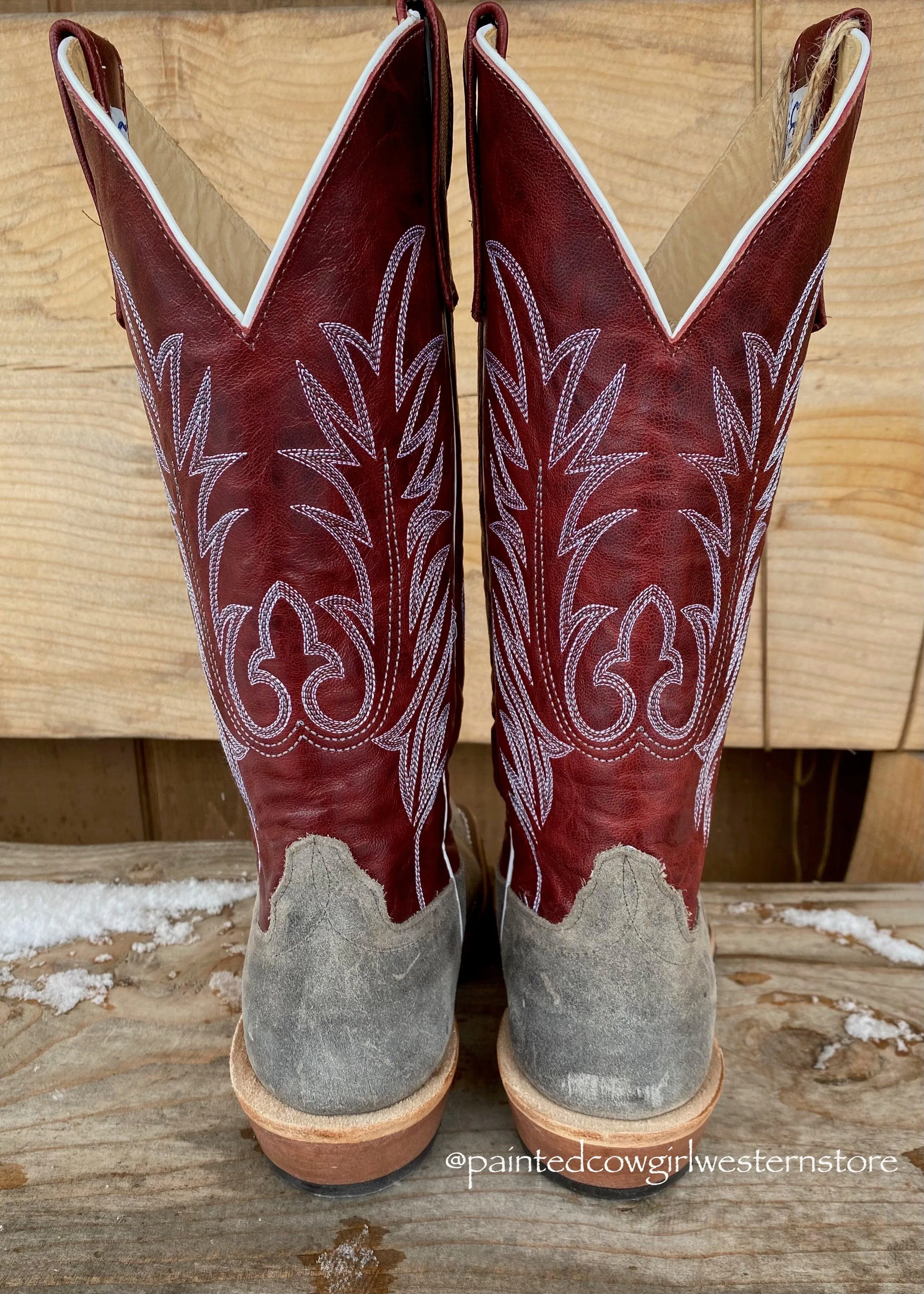 Anderson Bean Men's Stone Waxy Kudu & Red Explosion Cowboy Toe Cowboy Boots 330487