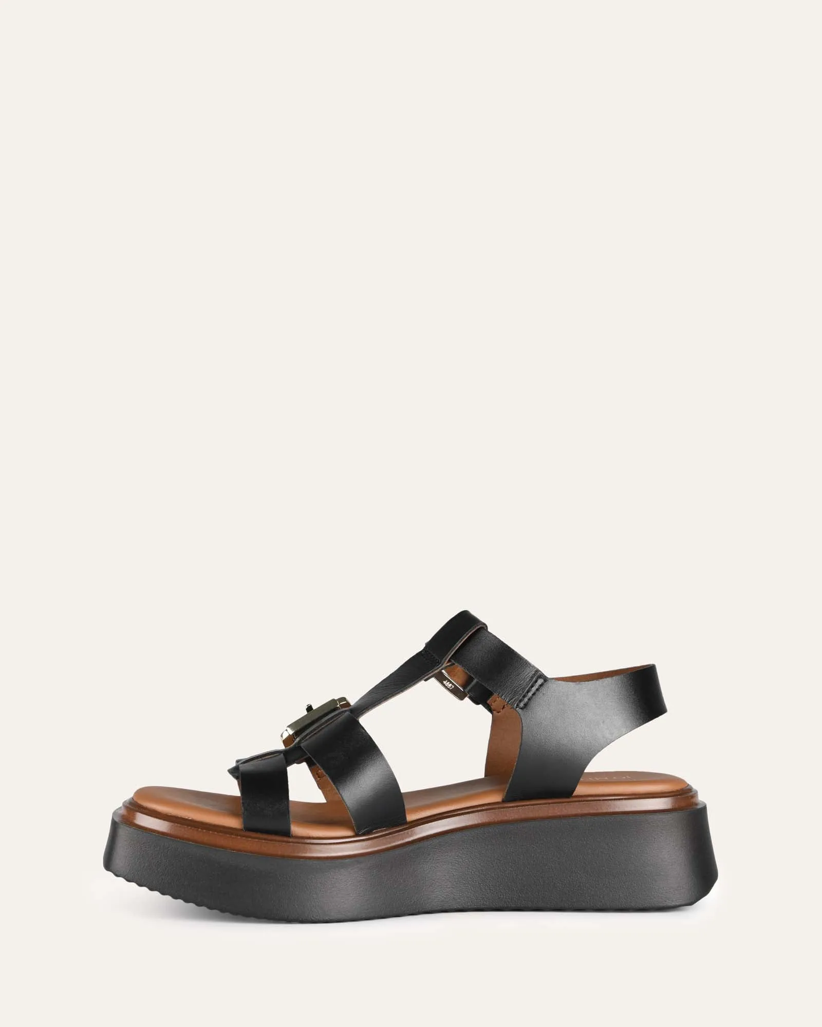 ANGELINA FLAT SANDALS BLACK LEATHER