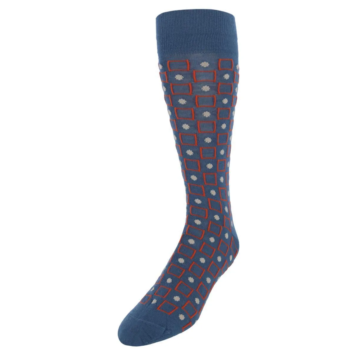 Aurelien Square and Circle Patterned Mercerized Cotton Mid-Calf  Socks