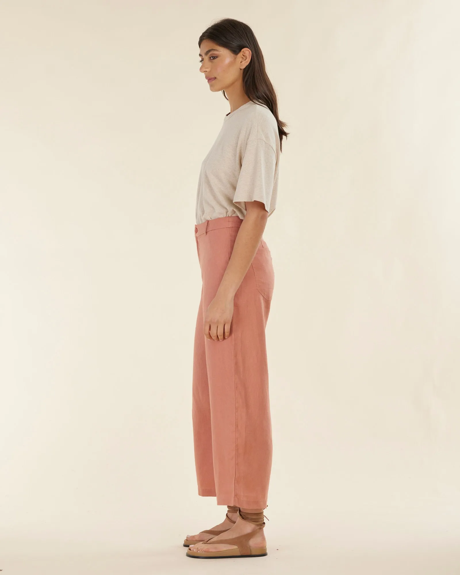 Barossa Linen Pant - Rosewood