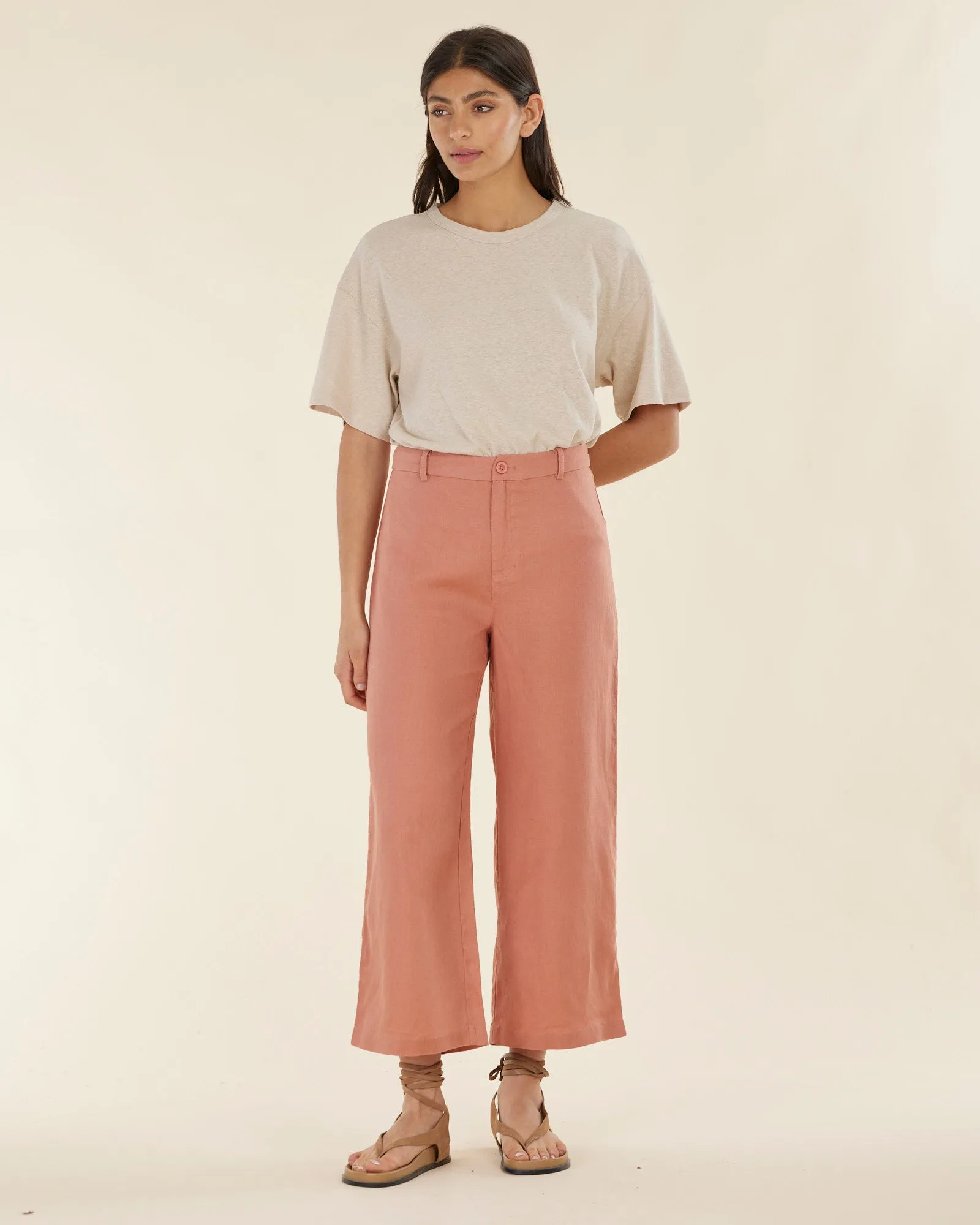 Barossa Linen Pant - Rosewood