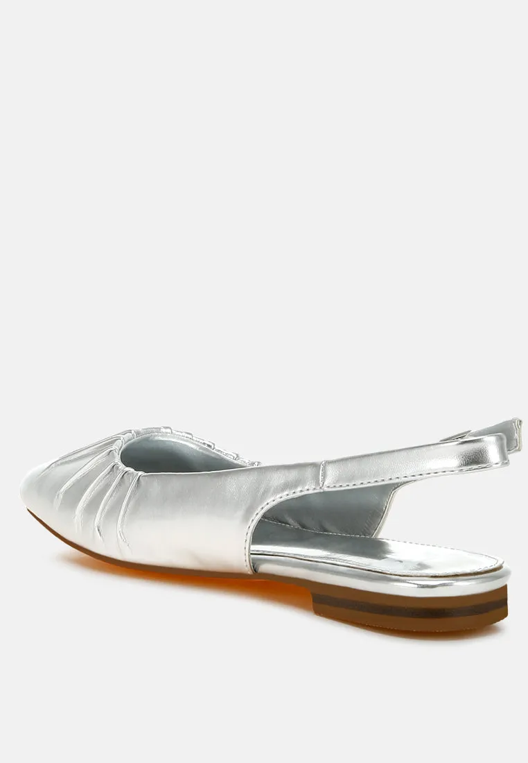 Berni Metallic Square Toe Flat Slingbacks