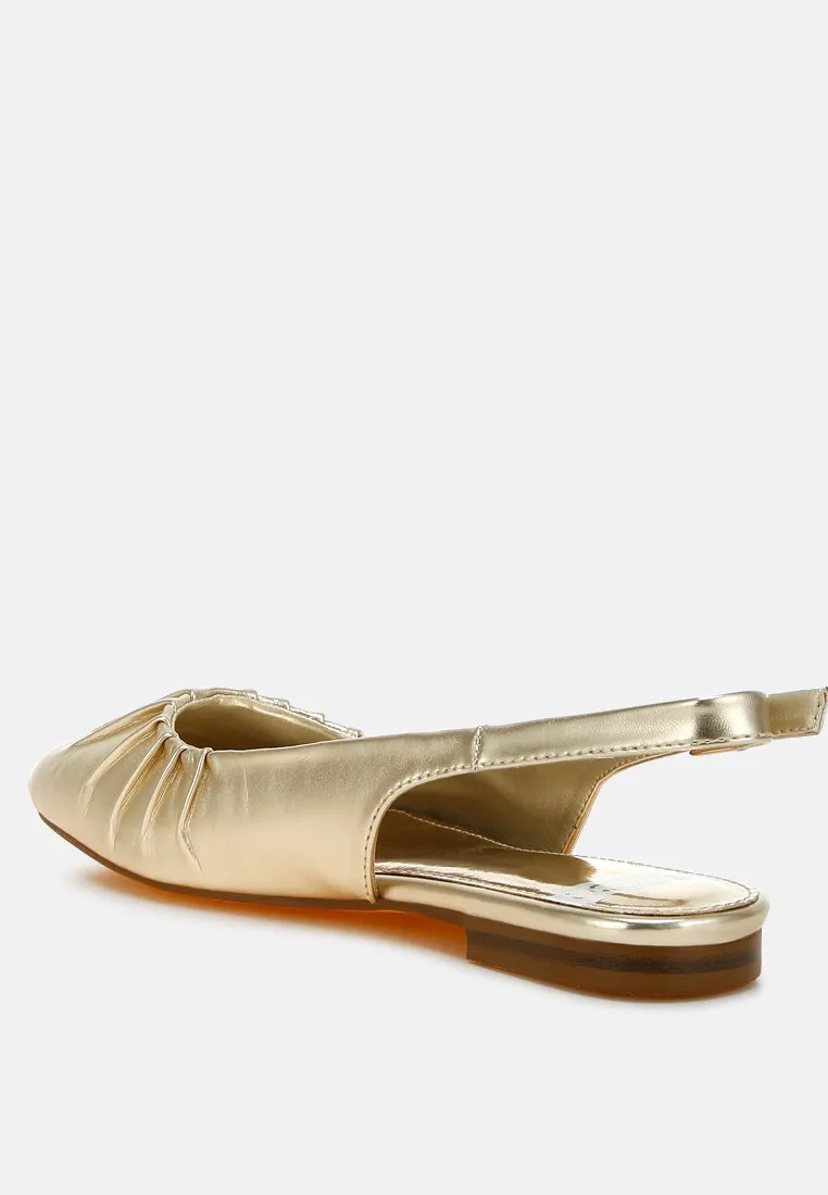 Berni Metallic Square Toe Flat Slingbacks