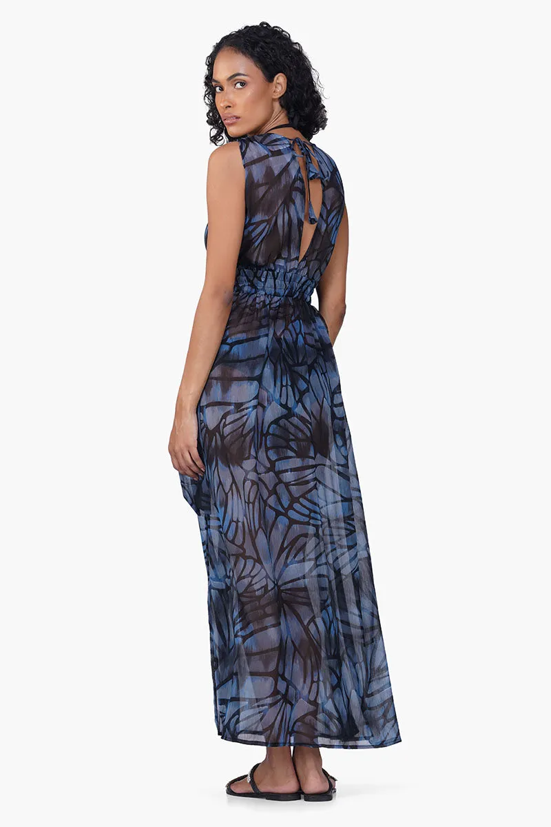 Blue Morpho Printed Cover Up Dress