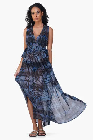 Blue Morpho Printed Cover Up Dress