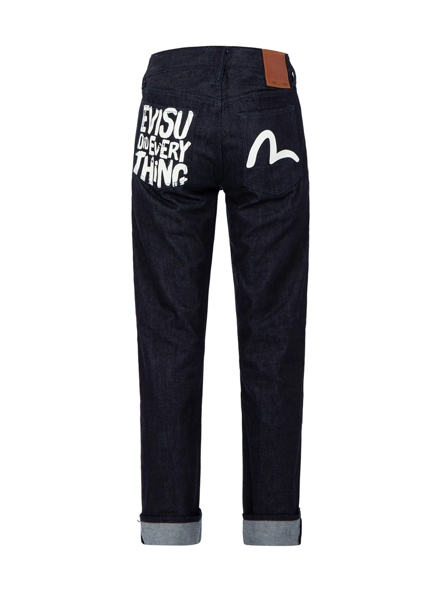 Brand Motto and Seagull Print Slim-Fit Jeans #2010