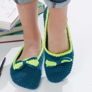 Caron Crochet Bow Tie Slippers