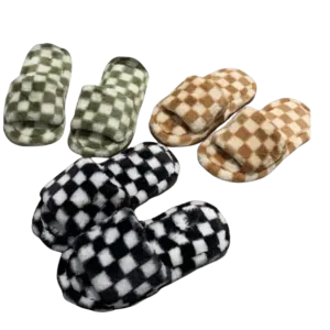 Checkered Fuzzy Slippers