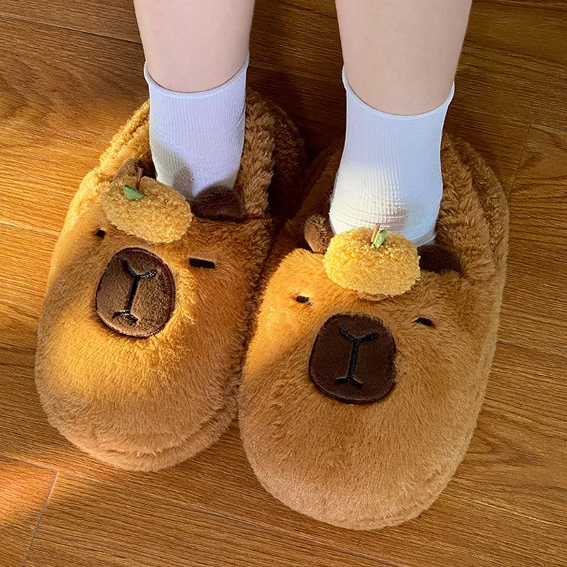 CloudyCapy: Cloudy Capybara Plush Slippers