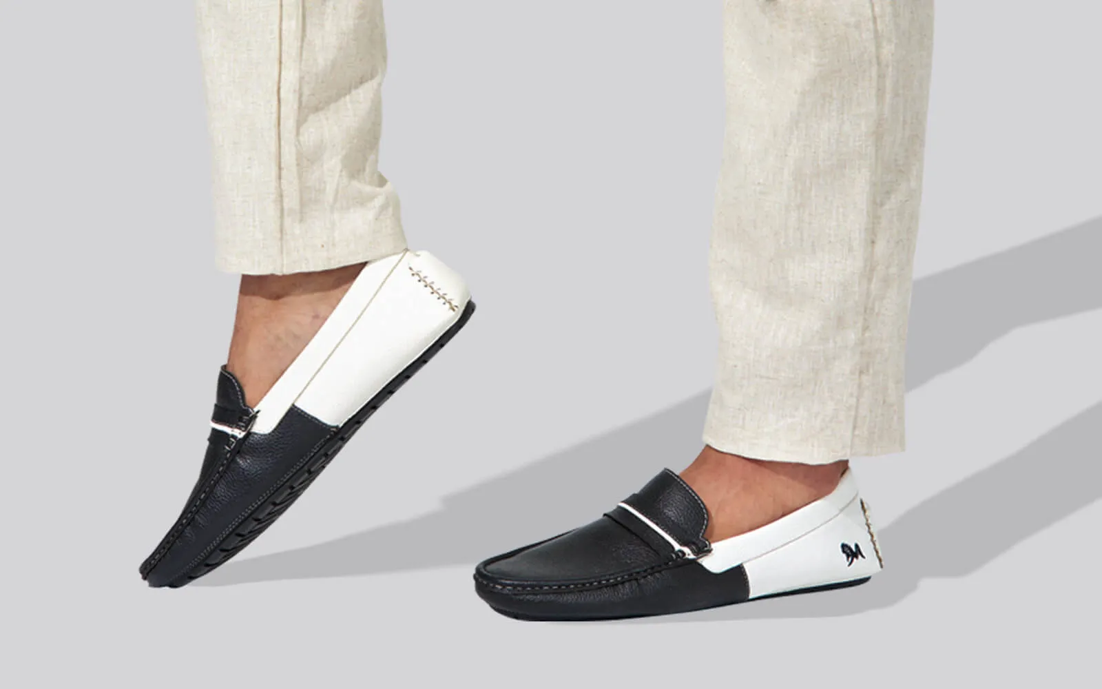 Color Block Loafers : White-Black