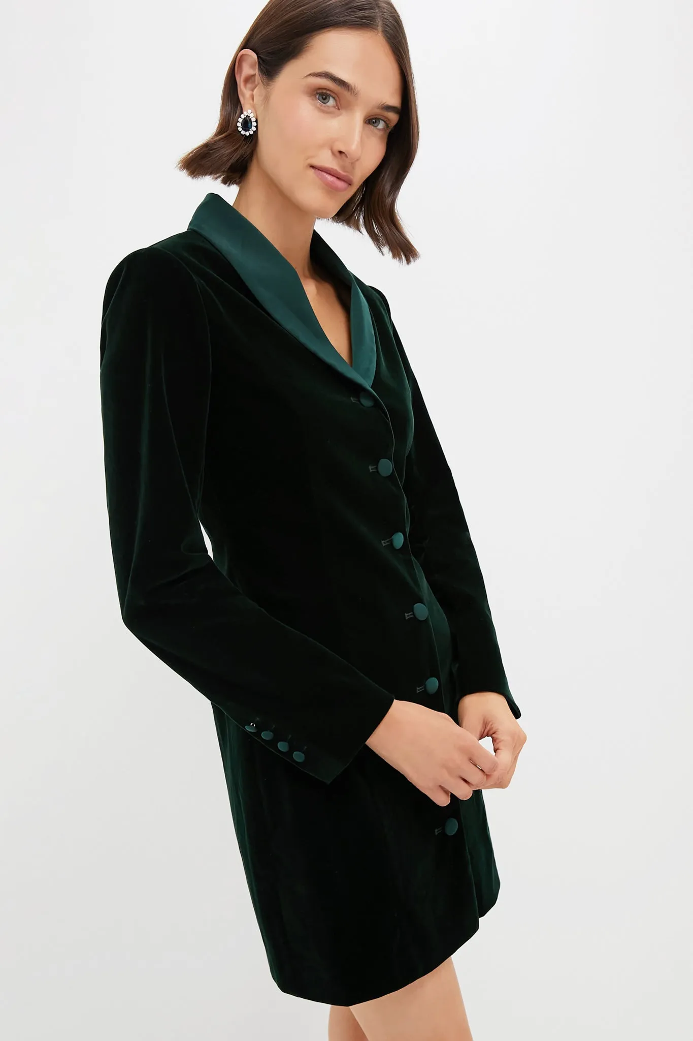 Dark Green Velvet Stacie Dress