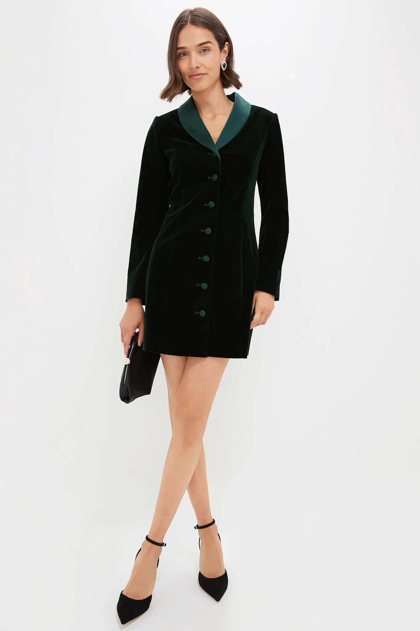 Dark Green Velvet Stacie Dress