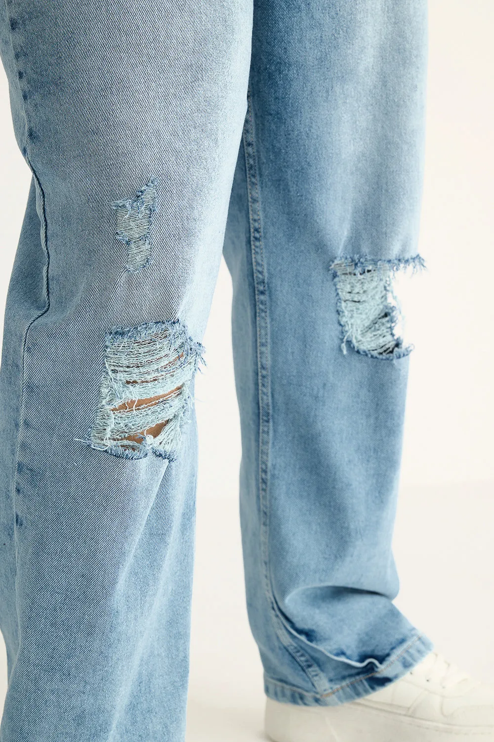 Delicate Dusk Distressed Curve Straight Jeans