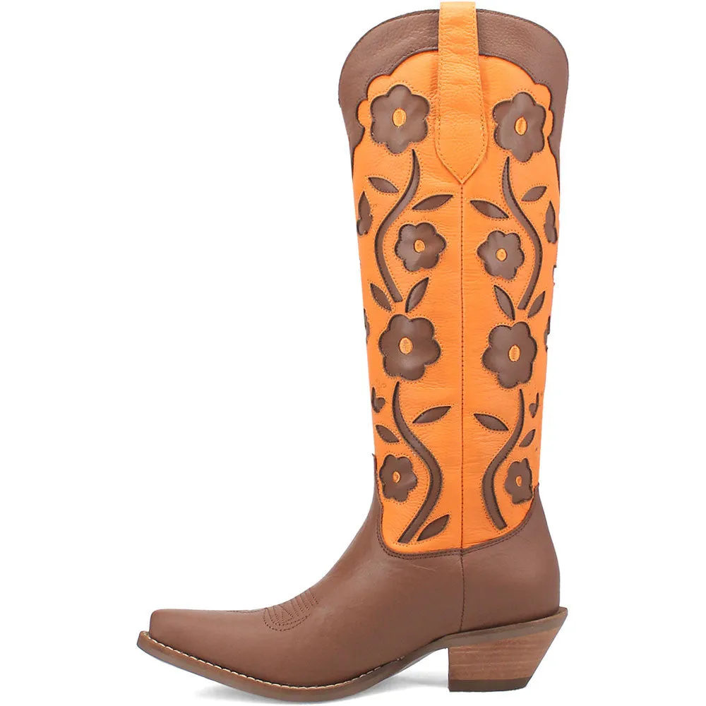 Dingo's Goodness Gracious Brown and Orange Leather Almond Toe Boots