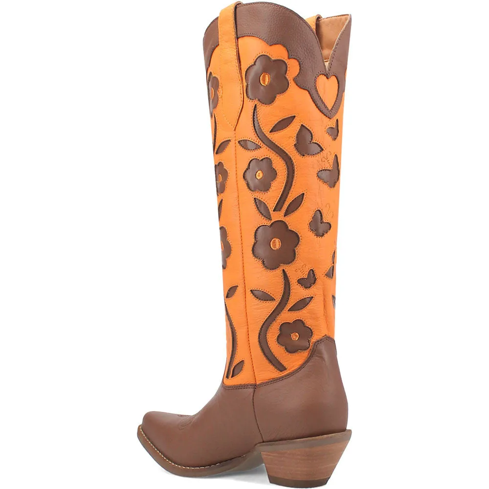 Dingo's Goodness Gracious Brown and Orange Leather Almond Toe Boots