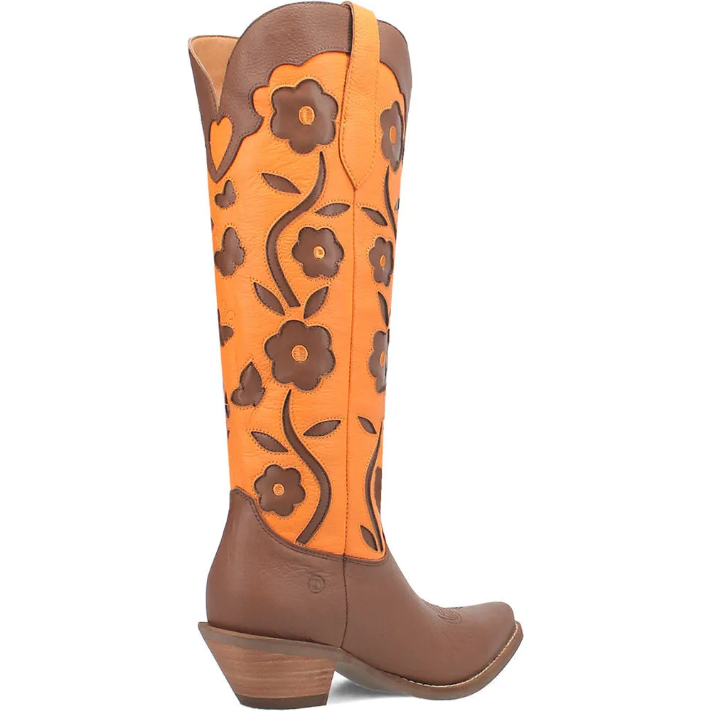 Dingo's Goodness Gracious Brown and Orange Leather Almond Toe Boots