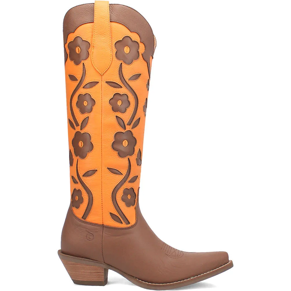 Dingo's Goodness Gracious Brown and Orange Leather Almond Toe Boots