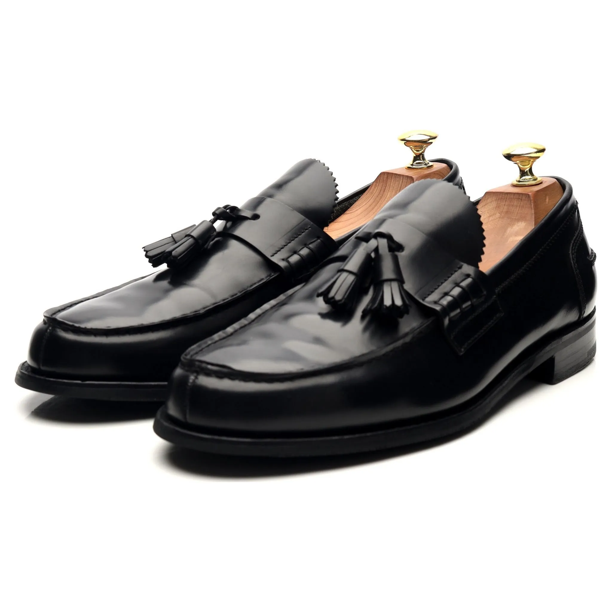 'Dorney' Black Leather Tassel Loafers UK 7 F