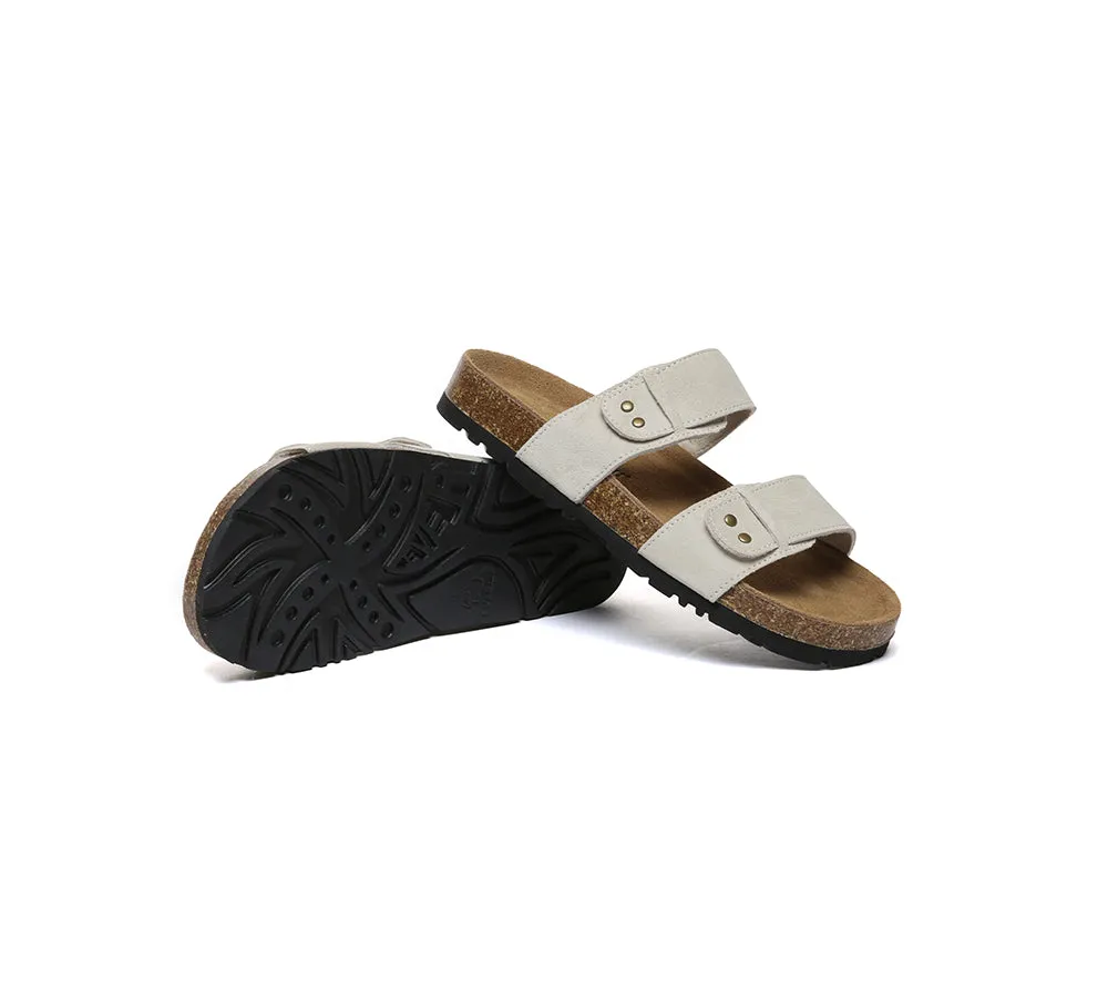 Double Straps Embossed Slip-on Summer Sandal Slides Aurelia