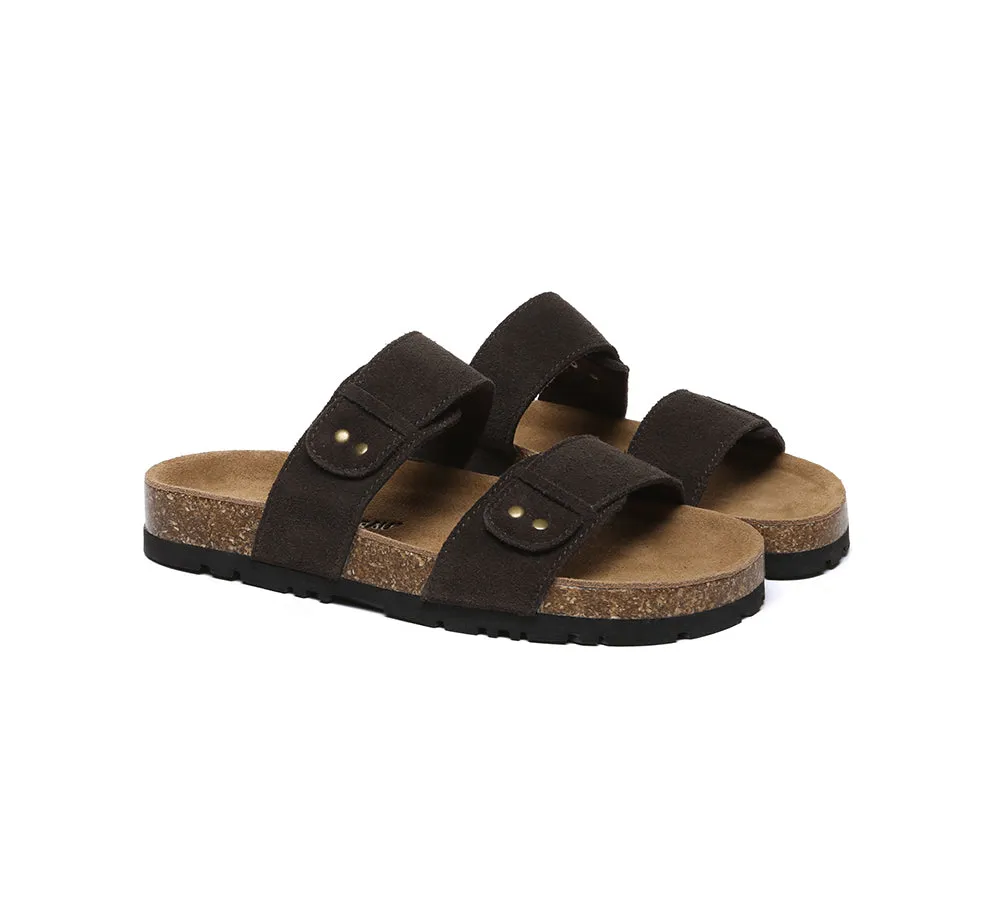 Double Straps Embossed Slip-on Summer Sandal Slides Aurelia