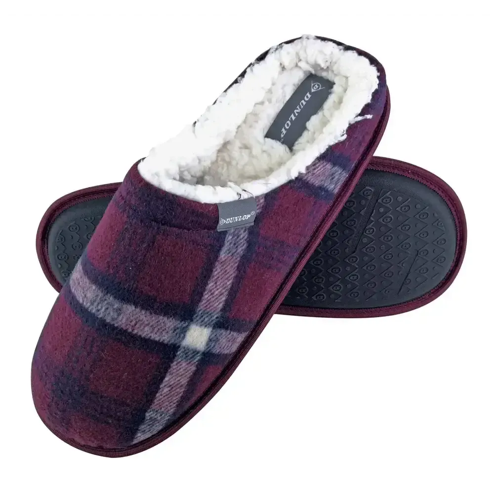 Dunlop - mens slippers - checkered 7179 (8 uk / red)