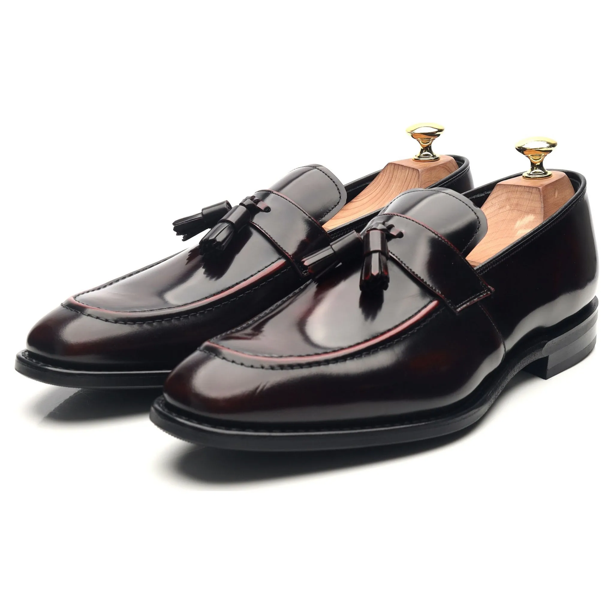 'Easington' Burgundy Leather Tassel Loafers UK 8.5 F