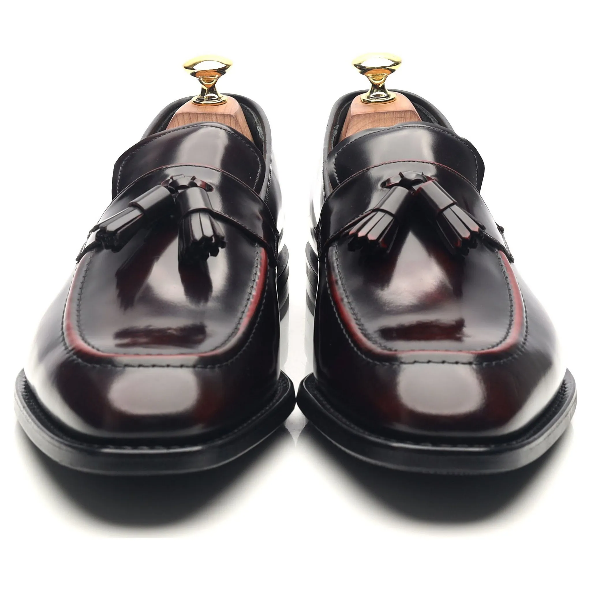 'Easington' Burgundy Leather Tassel Loafers UK 8.5 F