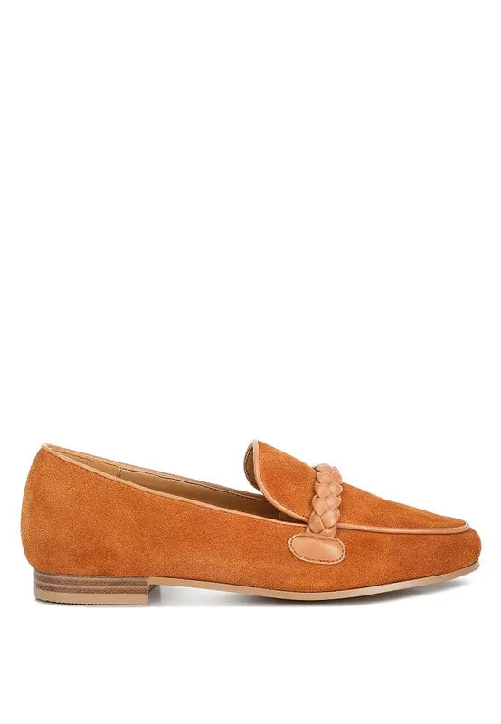 Echo Suede Leather Braided Detail Loafers