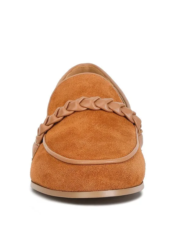 Echo Suede Leather Braided Detail Loafers