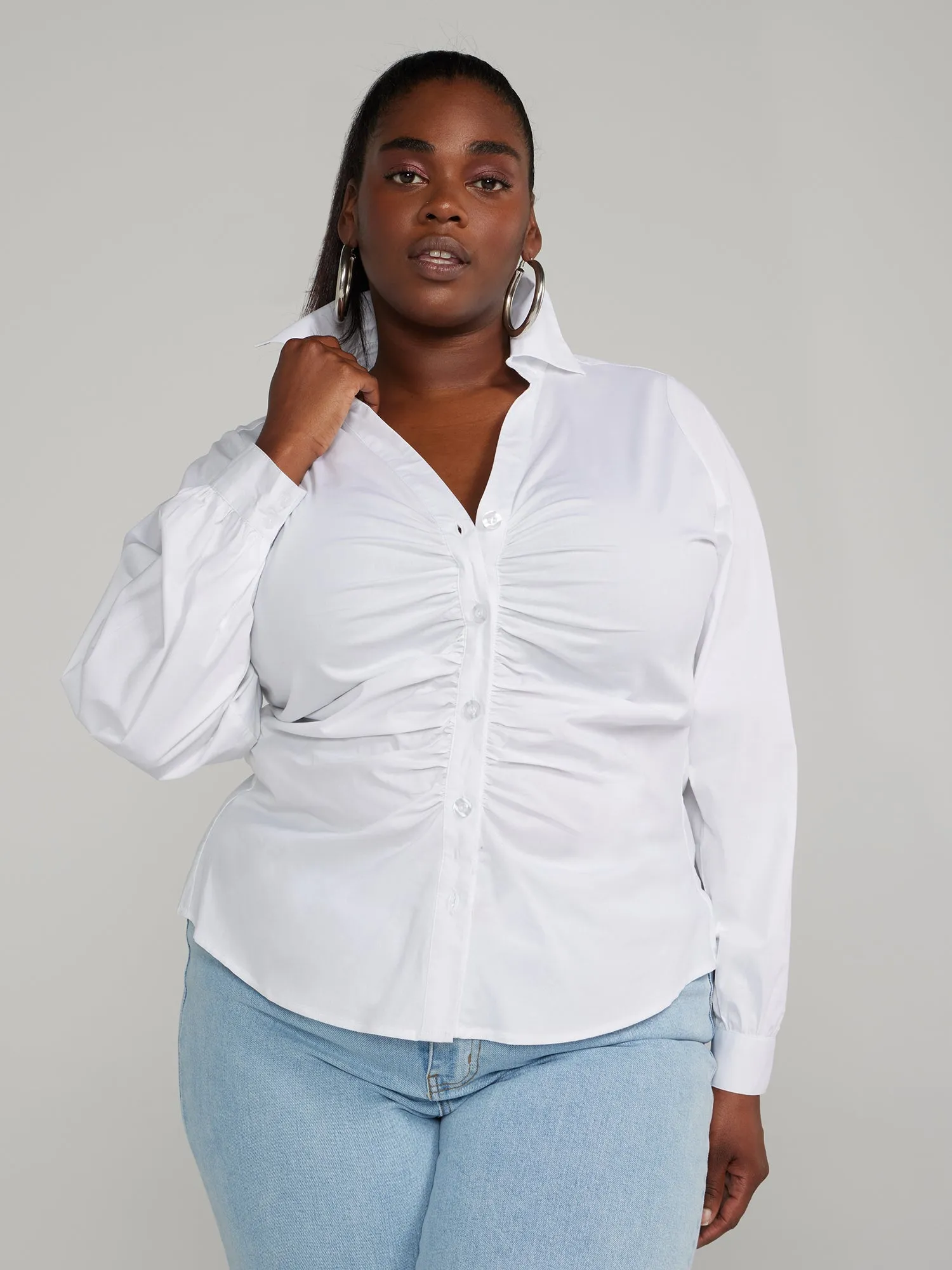 Fashion To Figure - Button-Down Ruched Shirt