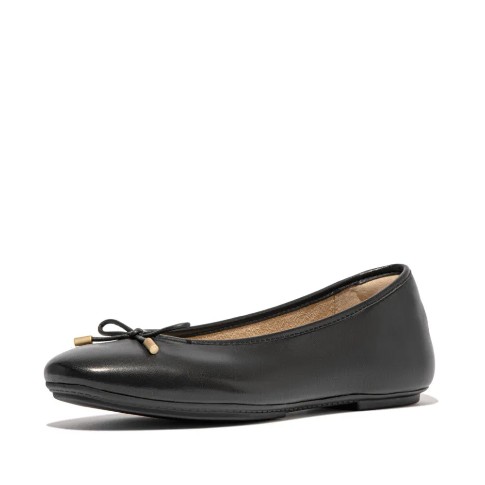 Fitflop Delicato Bow Soft Leather Ballet Flats Black