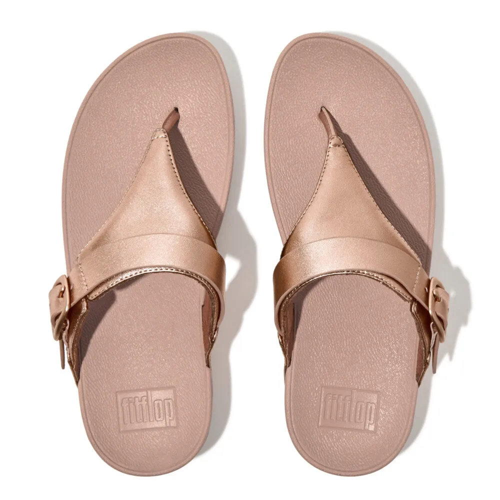 Fitflop Lulu Adjustable Leather Toe Post Sandals Rose Gold