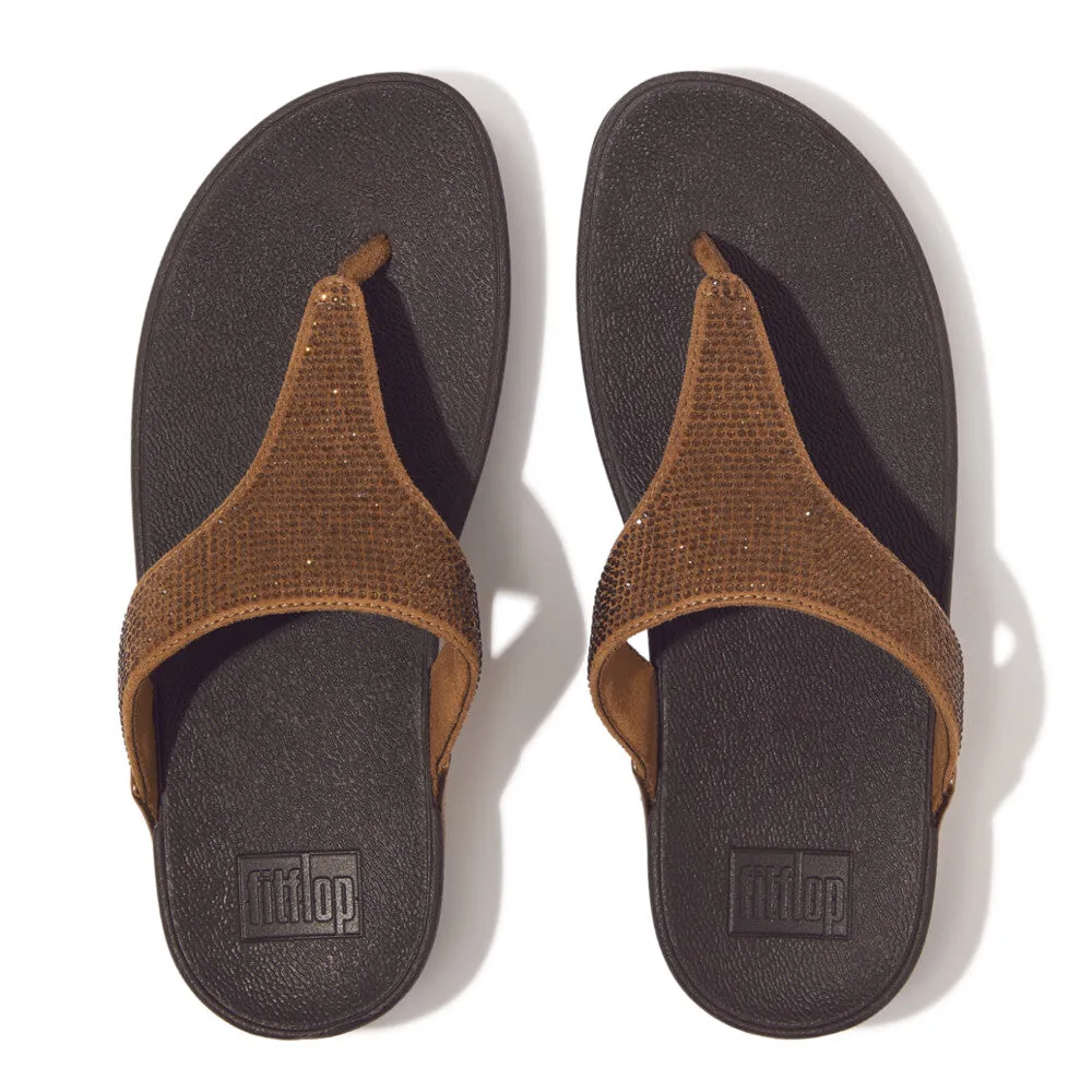 FitFlop Lulu Crystal Embellished Toe Post Bronze