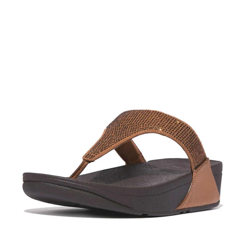 FitFlop Lulu Crystal Embellished Toe Post Bronze