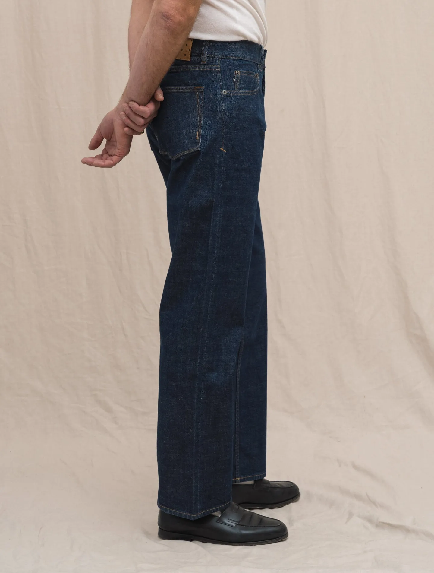 Five Pocket Wide Fit Denim Rinsed