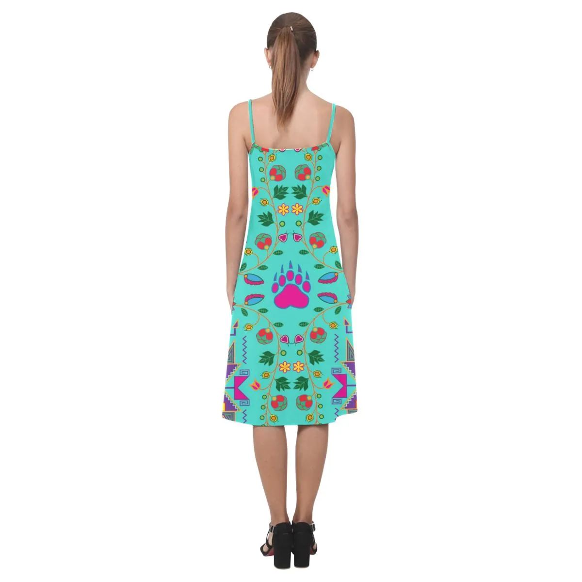 Geometric Floral Fall - Sky Alcestis Slip Dress