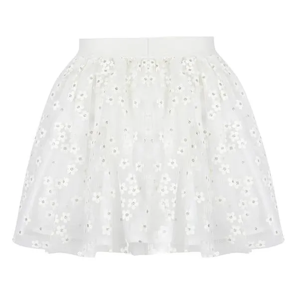 GIRLS FLORAL TULLE SKIRT - WHITE