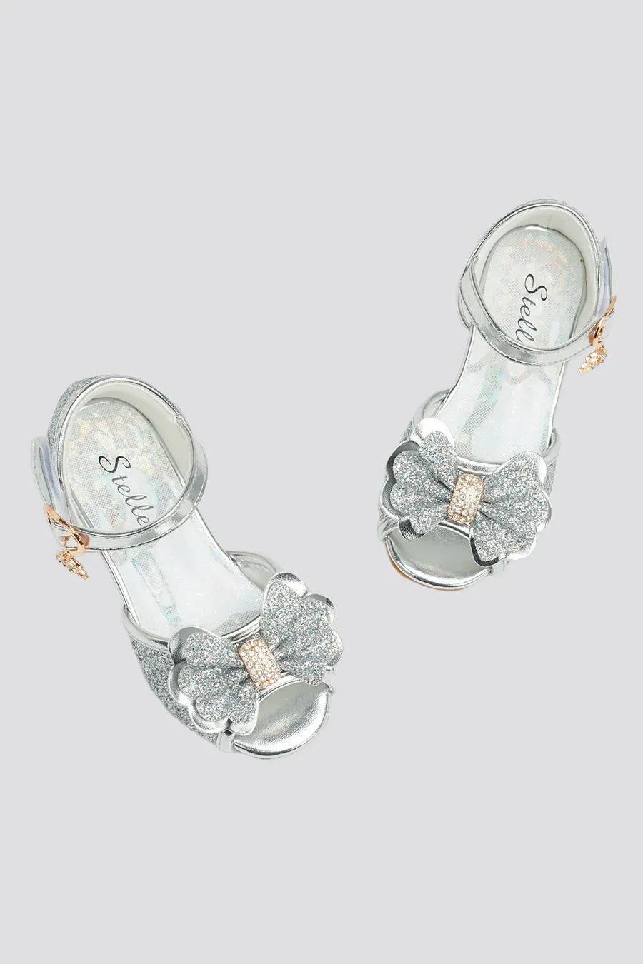 Girls Sparkly Princess Low Heels Sandals