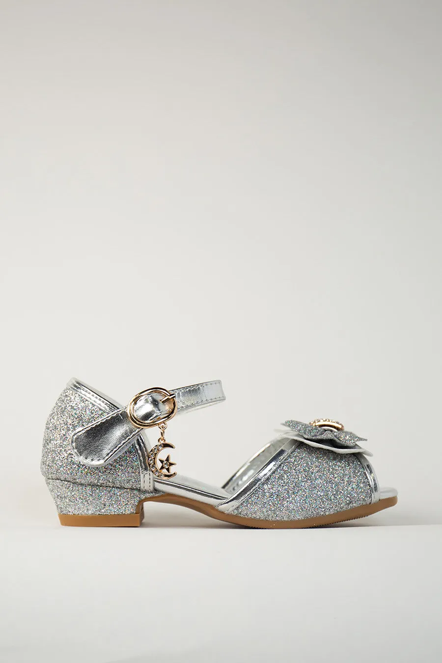 Girls Sparkly Princess Low Heels Sandals