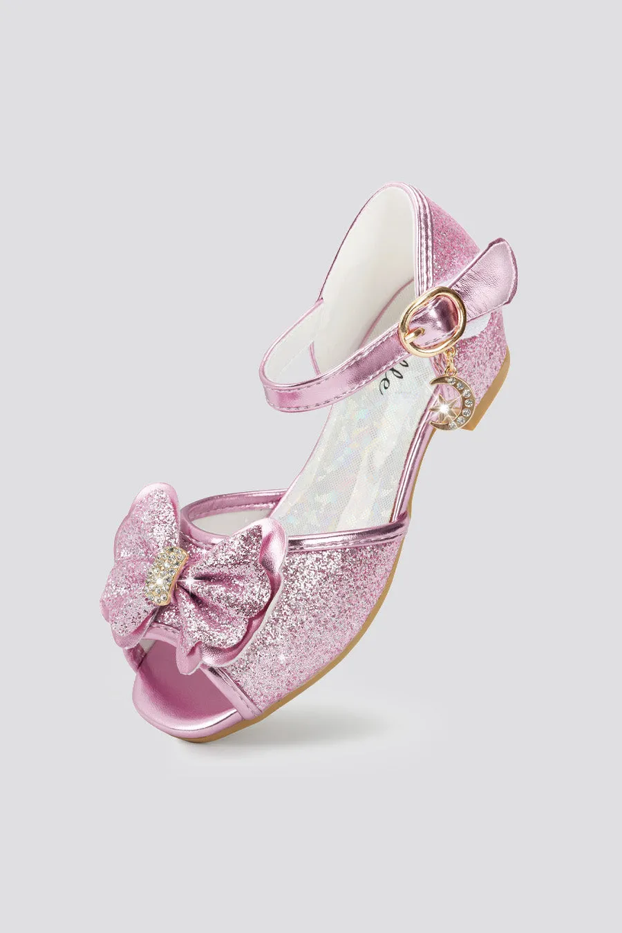 Girls Sparkly Princess Low Heels Sandals