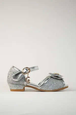 Girls Sparkly Princess Low Heels Sandals