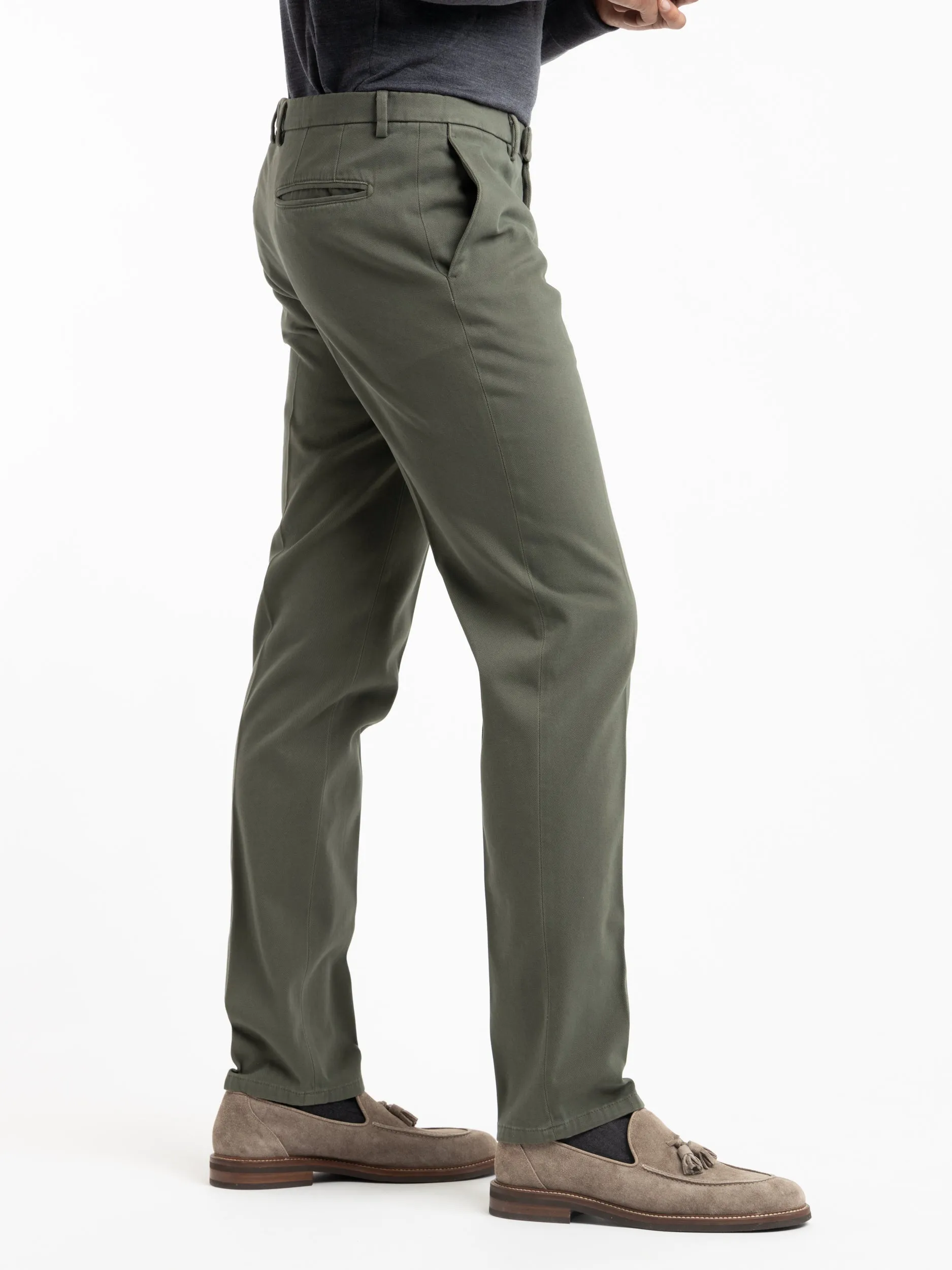 Green Cotton Pleated Trousers