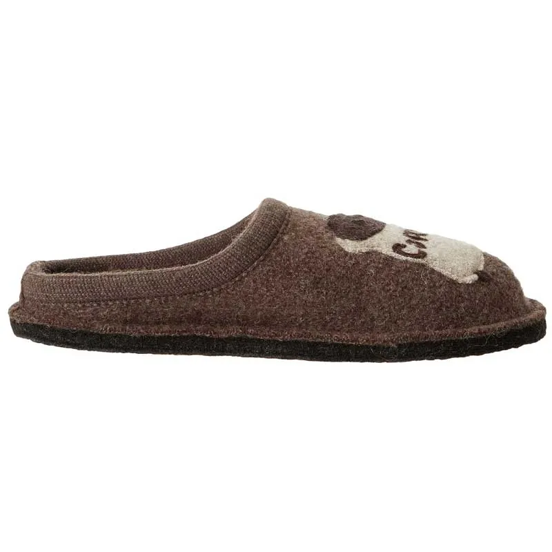 Haflinger Unisex Coffee Slippers with Soft Sole