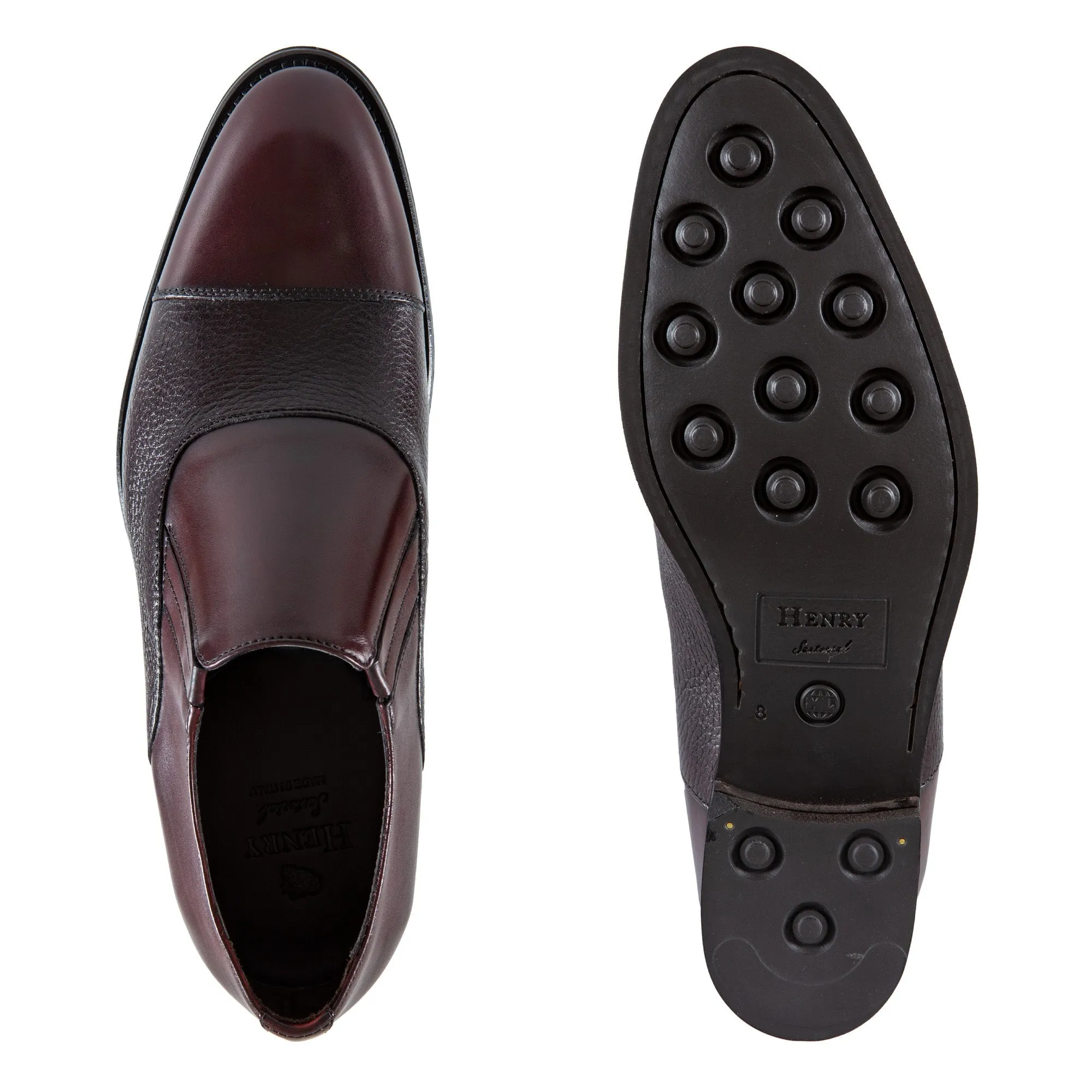 HENRY SARTORIAL Classic Elastic Loafers BURGUNDY