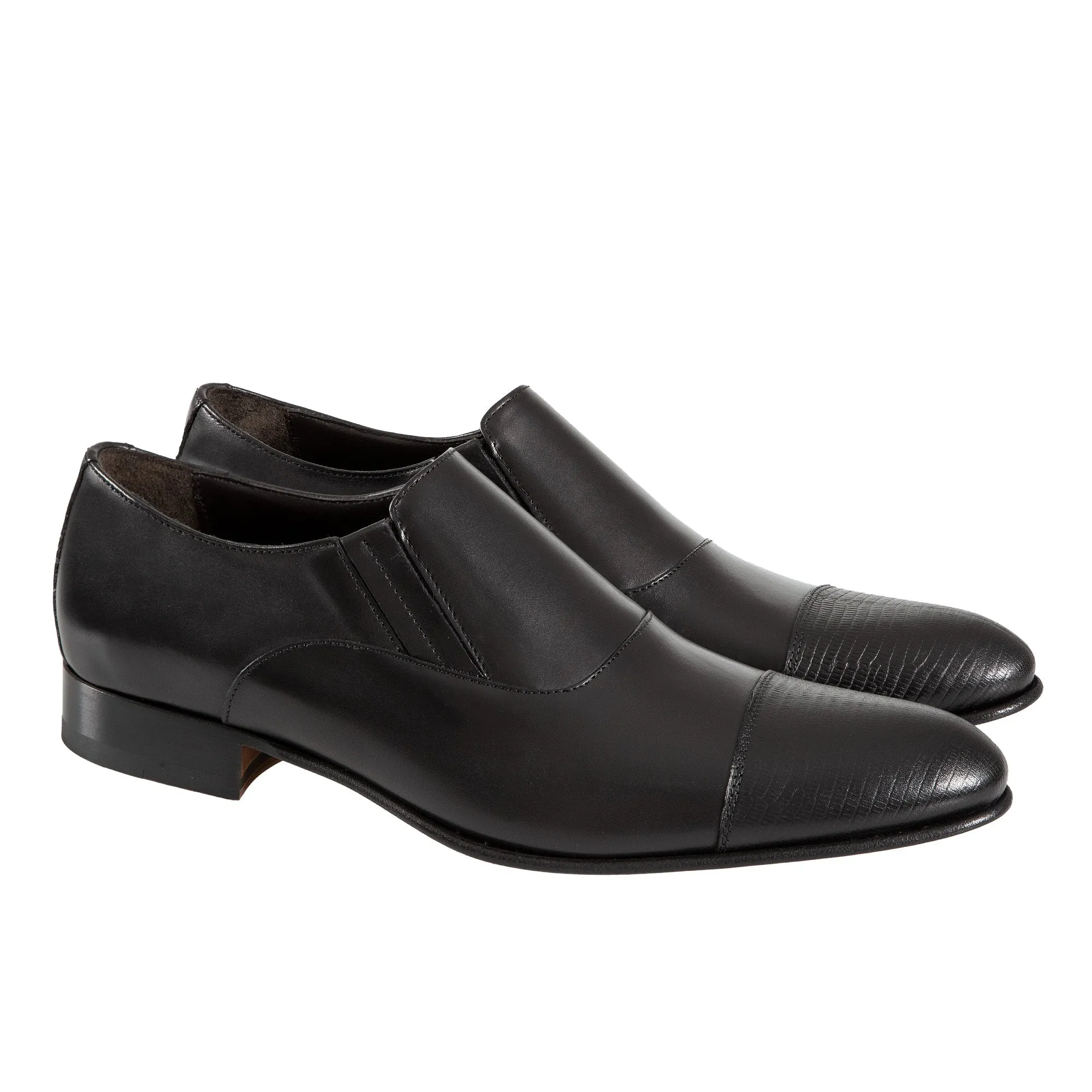 HENRY SARTORIAL Toe Cap Elastic Loafers BLACK