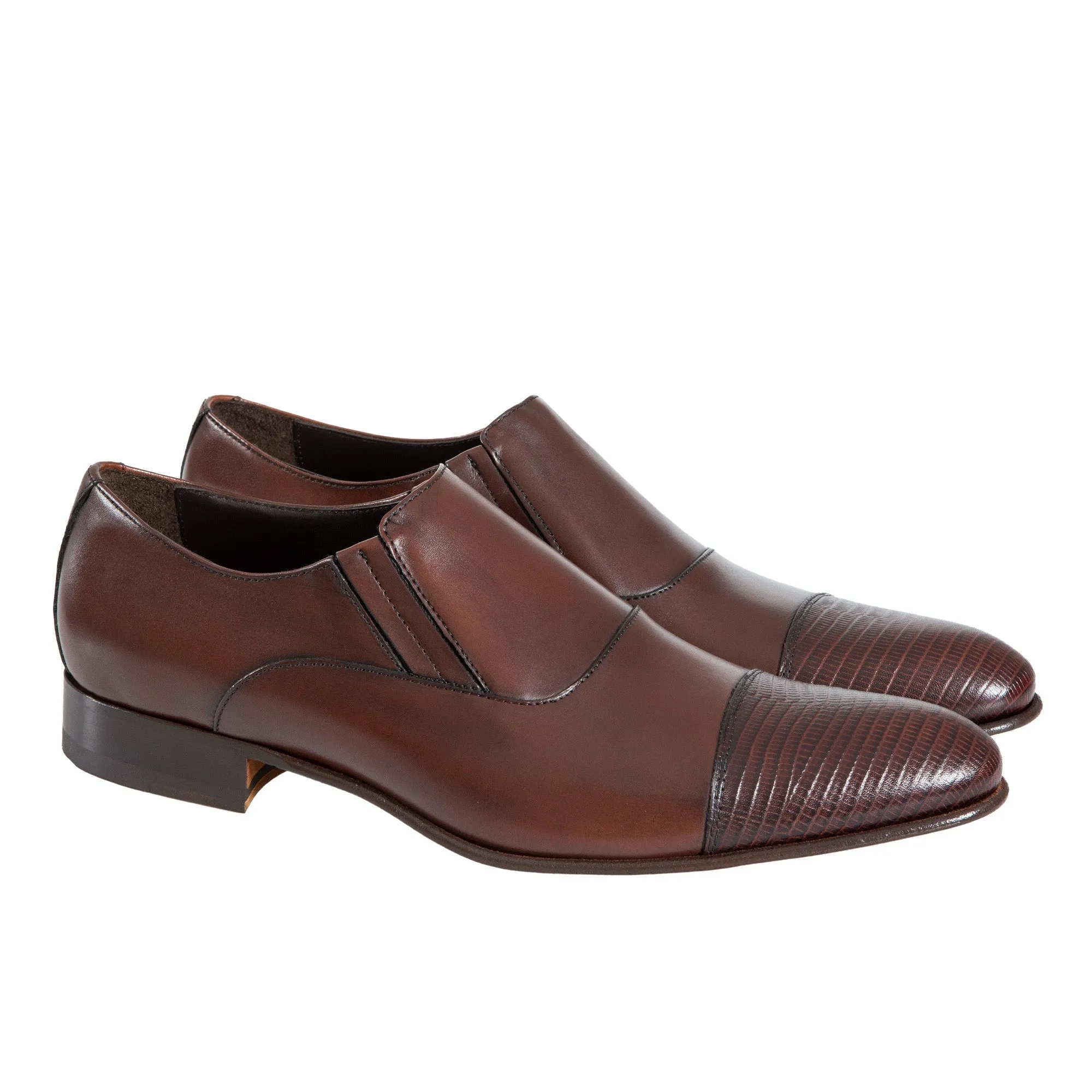 HENRY SARTORIAL Toe Cap Elastic Loafers BROWN