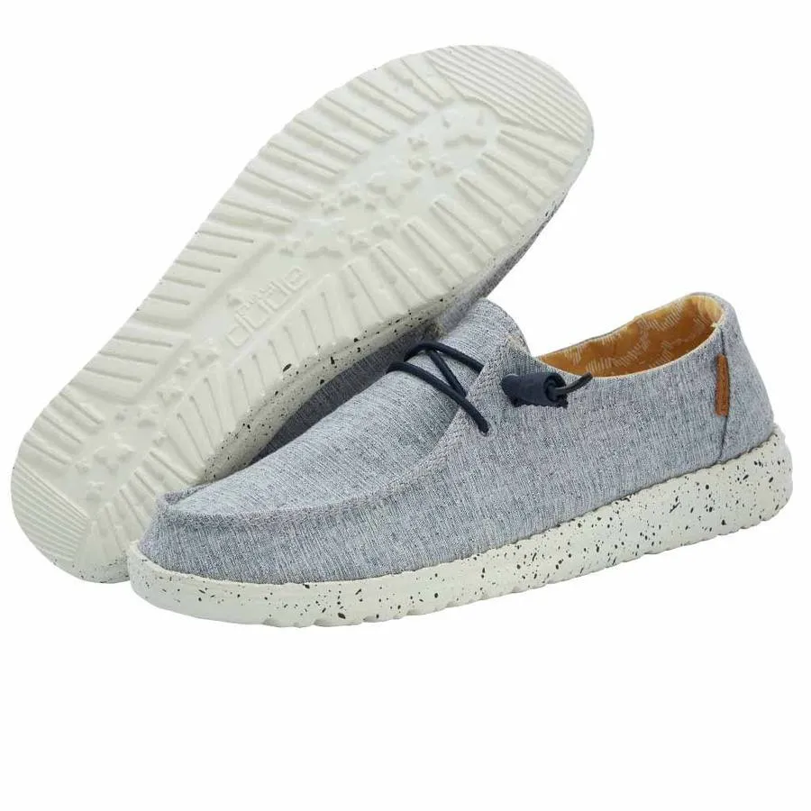 Hey Dude Ladies Wendy Linen Chambray White Blue Shoes 121410119