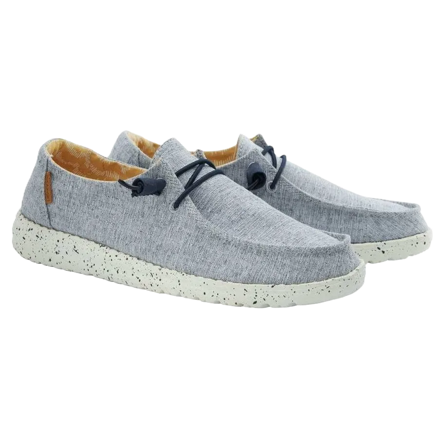 Hey Dude Ladies Wendy Linen Chambray White Blue Shoes 121410119