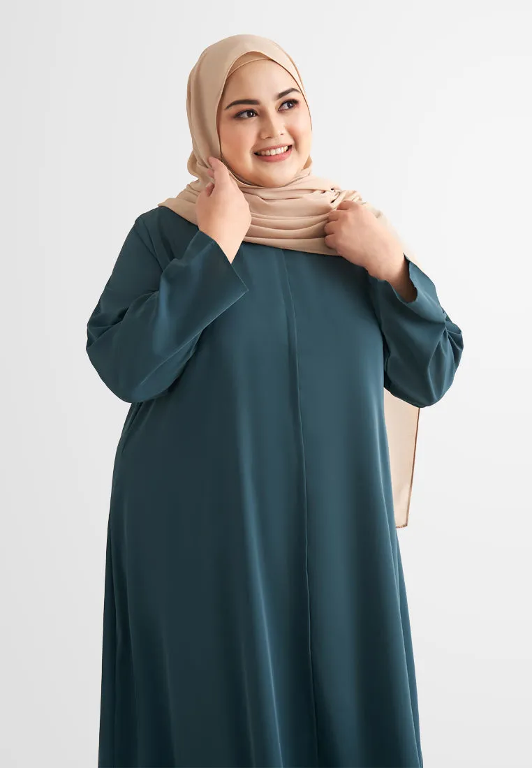 Jamela Minimalist Long Jubah Dress - Dark Teal